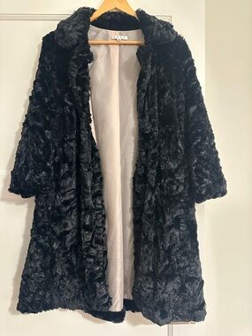 CAbi Black Faux Fur Cocktail Jacket